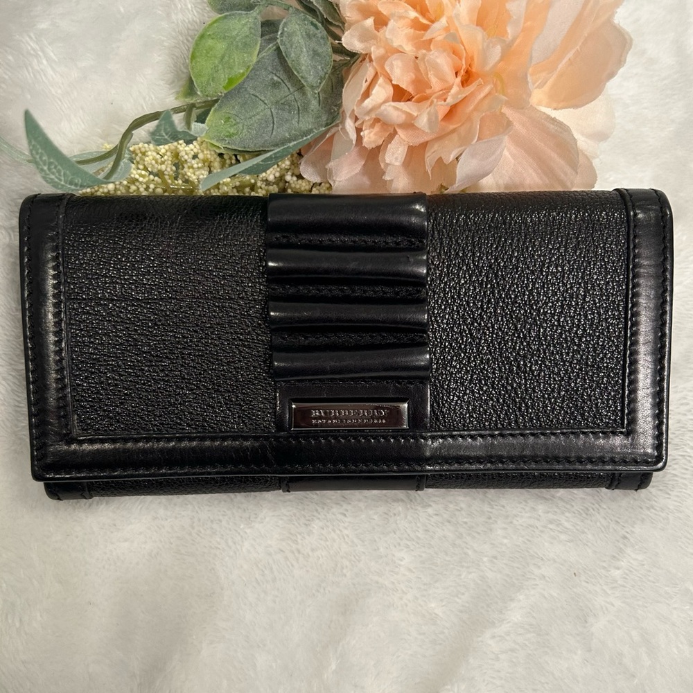 Burberry Continental Wallet in Black Leather - Smooth and Textured